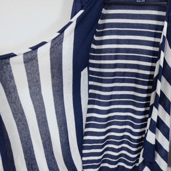 Splendid Striped Cardigan Navy White Open Front Size S Coastal Grandma - Picture 4 of 12